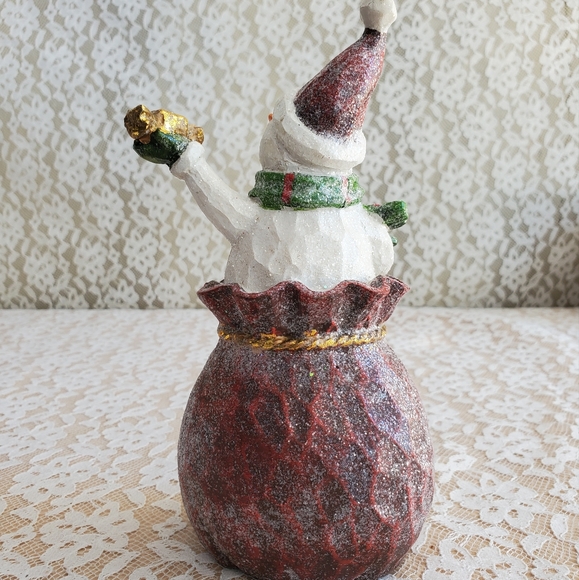 Glittery Light changing Snowman in red sack Home Interiors NEW - Picture 6 of 14